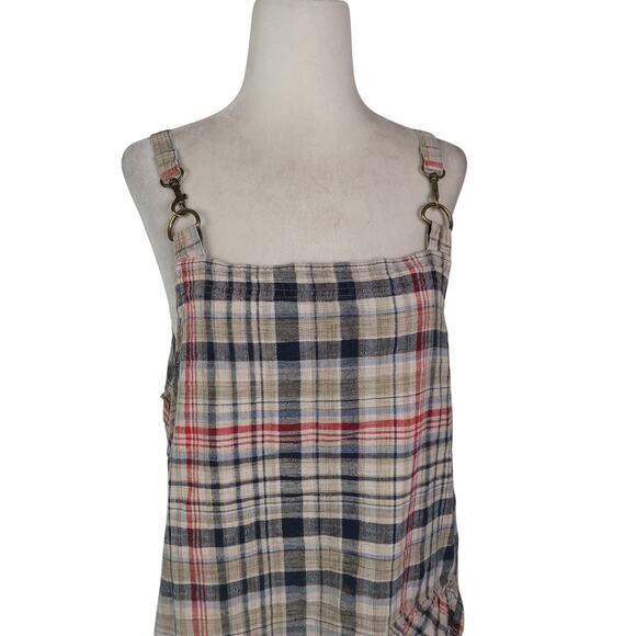 Vintage 90s St. John's Bay Tan Black Mini Overall Dress Skirtall L - Picture 2 of 5